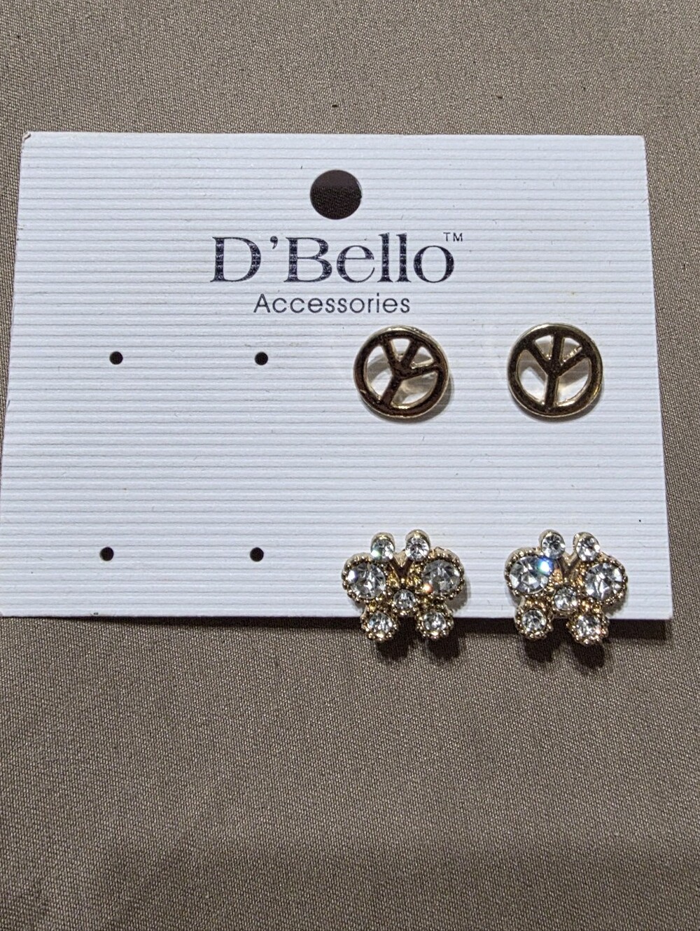 D'Bello Accessories earring set Peace Sign Butterfly